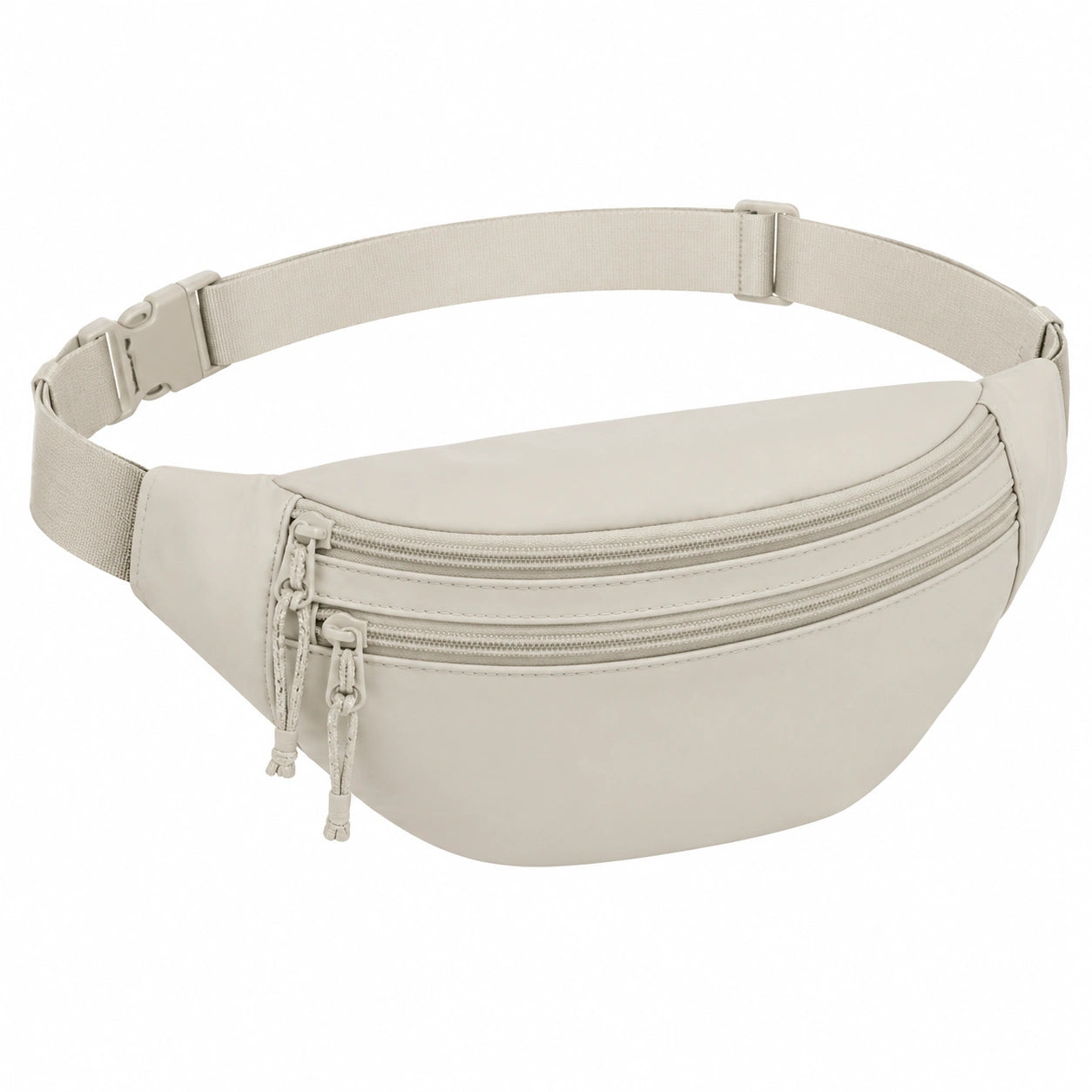 G¨¹rteltasche 28 x 7 x 15 cm aus Kunstleder in Beige mit drei Rei?verschlussf?chern