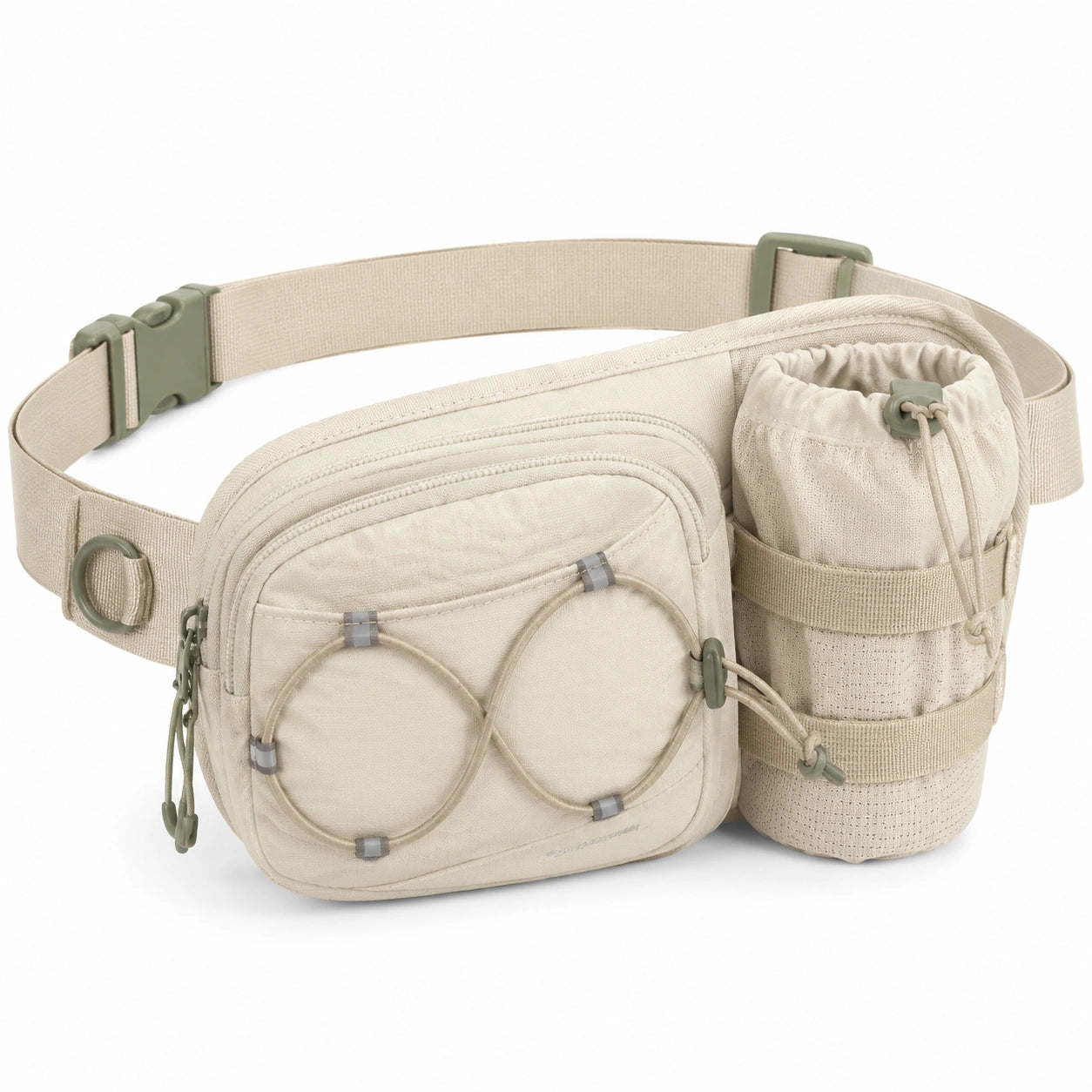 G¨¹rteltasche 30 x 10 x 17 cm aus Textil in Beige mit Flaschenhalter f¨¹r Freizeit