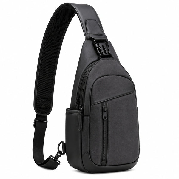 Brusttasche 17 x 8 x 30 cm Kunstleder Schwarz mit verstellbarem Schultergurt