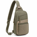 Umh?ngetasche 18 x 8 x 32 cm Olivgr¨¹n Textil und Kunstleder mit mehreren Rei?verschlussf?chern