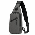 Umh?ngetasche 20 x 8 x 32 cm aus Kunstleder und Textilgewebe grau-schwarz mit verstellbarem Schultergurt