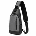 Umh?ngetasche 18 x 8 x 32 cm aus Textilgewebe und Kunstleder Grau Schwarz f¨¹r den Alltag mit verstellbarem Schultergurt
