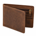 Herren Geldb?rse 12 x 9.5 x 2 cm aus braunem Leder im Vintage Stil mit Rei?verschlussfach