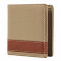 Herren Geldb?rse 11.5 x 9.5 x 1.5 cm aus Textil und Kunstleder in Beige Braun faltbar