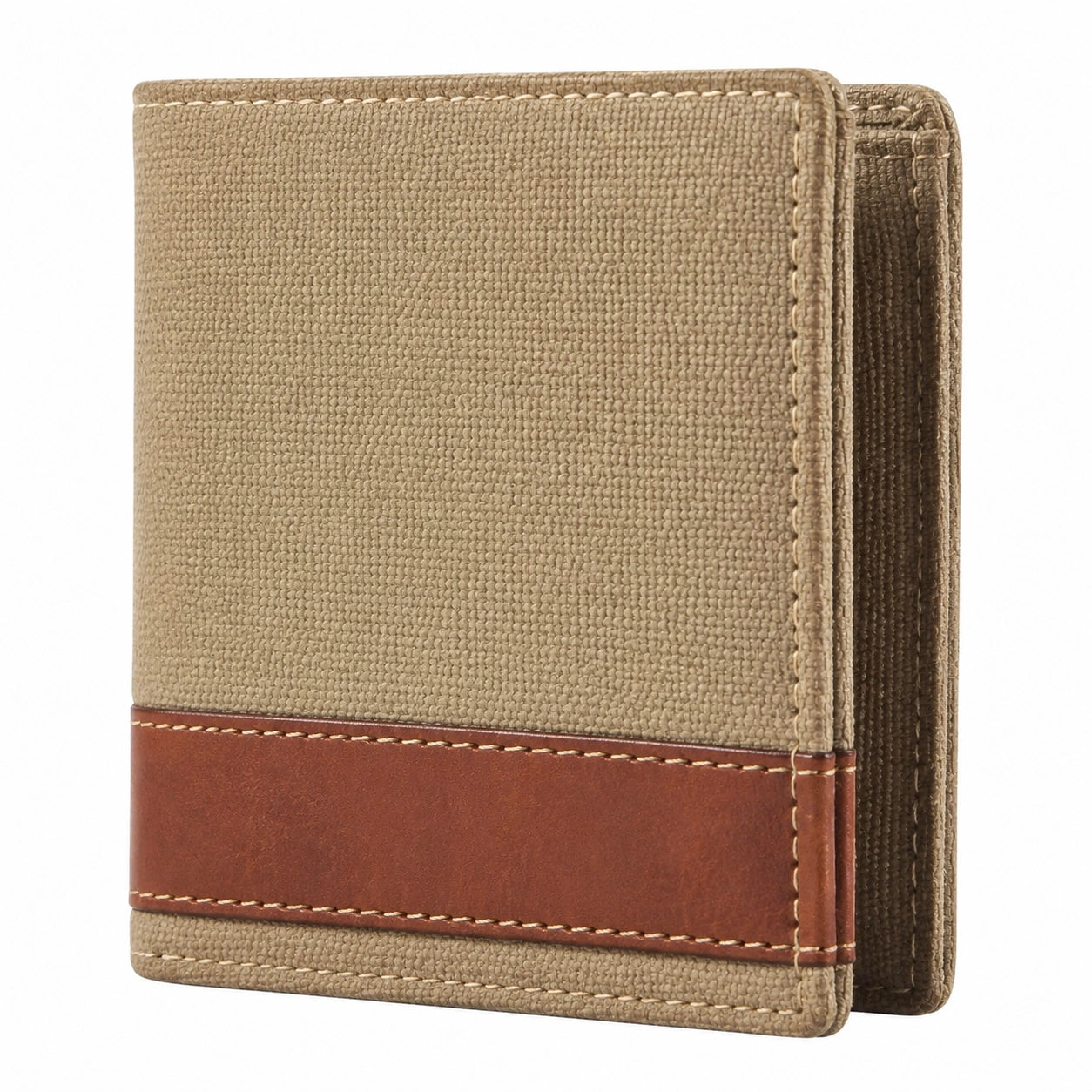 Herren Geldb?rse 11.5 x 9.5 x 1.5 cm aus Textil und Kunstleder in Beige Braun faltbar