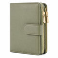Damen Geldb?rse 19 x 10 x 4 cm Kunstleder Olivgr¨¹n mit Druckknopf und Rei?verschlussf?chern