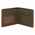 Geldb?rse 12 x 9 x 2 cm Kunstleder Textil Olivbraun Kartenf?cher Klappformat
