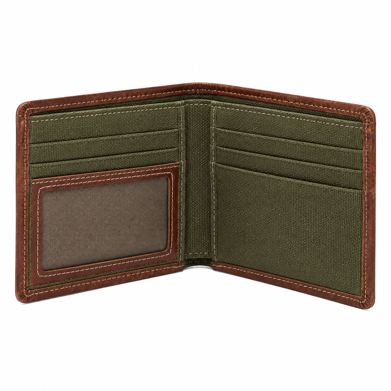 Geldb?rse 12 x 9 x 2 cm Kunstleder Textil Olivbraun Kartenf?cher Klappformat