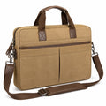 Laptoptasche 40 cm Canvas Braun mit Schultergurt und Rei?verschluss