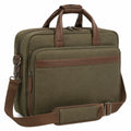 Laptoptasche 40 x 10 x 30 cm aus Gewebe und Kunstleder Olivgr¨¹n Braun mit Schultergurt