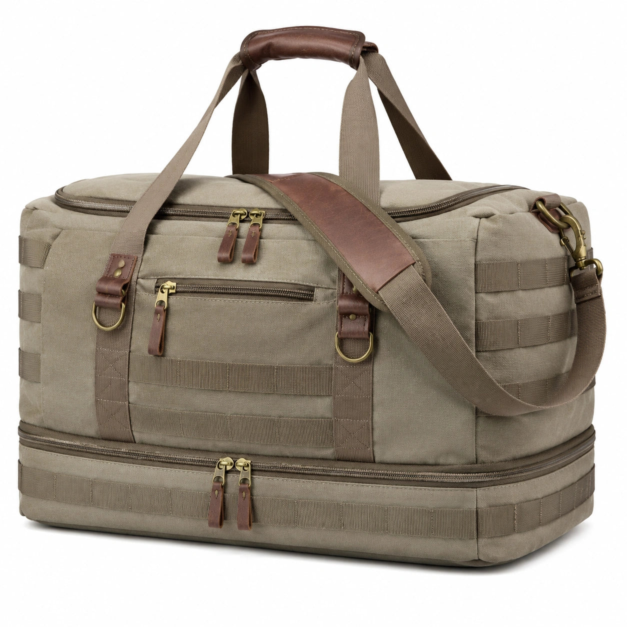 Reisetasche 55 x 28 x 32 cm aus Textilgewebe in Khaki mit Schultergurt und mehreren F?chern