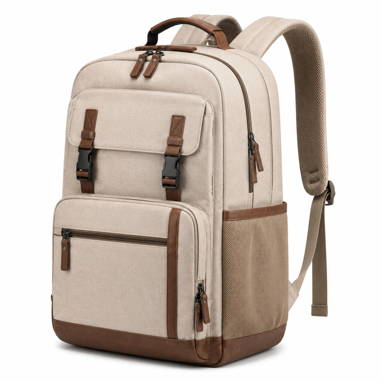 Rucksack 30 x 18 x 45 cm aus Textil in Beige Braun mit mehreren F?chern