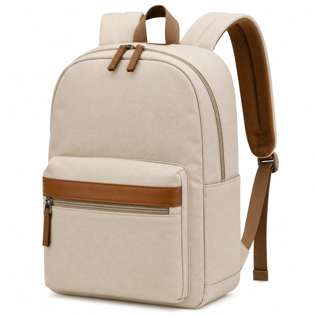 Rucksack 30 x 15 x 42 cm Textil Beige Braun Alltag mit Rei?verschl¨¹ssen