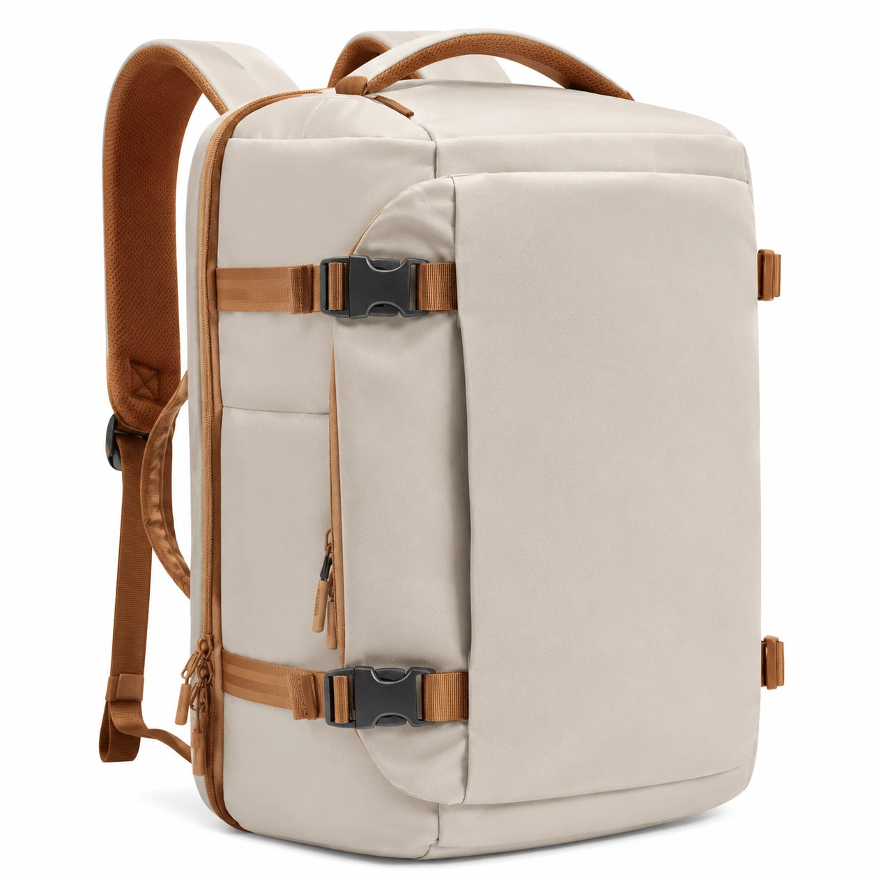 Reiserucksack 30 x 18 x 45 cm aus Textil in Beige Braun mit Tragegriff und Steckverschl¨¹ssen