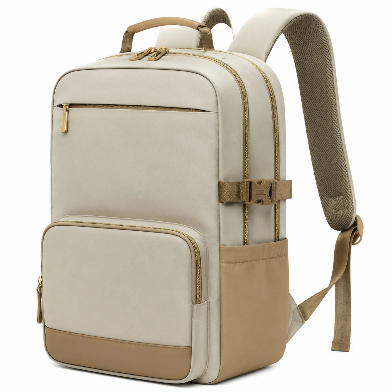 Rucksack 30¡Á16¡Á42 cm aus Synthetik Beige f¨¹r Alltag und Reisen mit Mehrfachf?chern