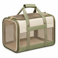 Haustier-Transporttasche 45 x 30 x 30 cm Textil Beige Gr¨¹n mit Netzfenstern