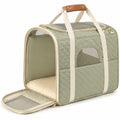 Haustier Transporttasche 45 x 28 x 30 cm aus Textil Salbeigr¨¹n mit Netzfenstern und Steppmuster