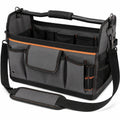 Werkzeugtasche 40 x 22 x 30 cm aus Polyester Schwarz Grau Orange mit Schultergurt und Organizerf?chern